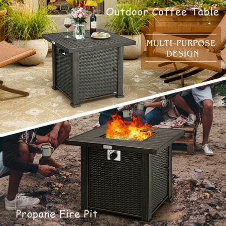 Gymax 30 Gas Fire Pit Table 50 000 Btu, Outdoor Gas Fire Pit Table Wayfair