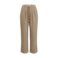 thumbnail image 5 of Women's Soft Nylon Spandex Stretch Trousers, Elastic Waist Straight Leg Long Pants with Functional Pockets, Tummy Control Slimming Fit, Casual Daily Wear, Work & Weekend | TruHer,Khaki M, 5 of 6