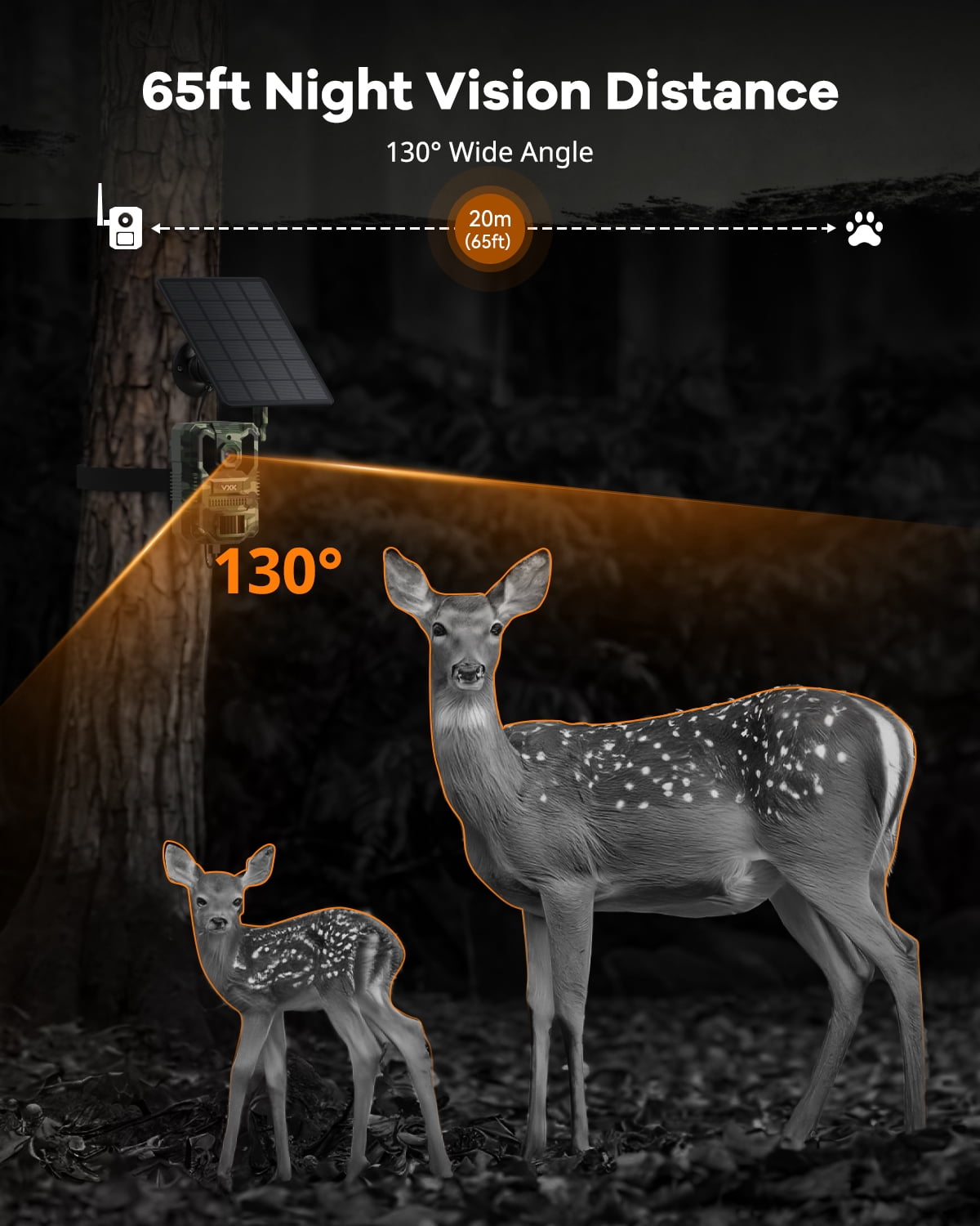 DEATTl2.7K Video Cellular Trail Camera, Game Camera with No Glow Night Vision, 64GB SD Card, No WiFiNeeded,Unlimited Data Plan,0.2s Trigger Time for Wildlife Deer Monitoring Trail Cam