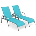 thumbnail image 2 of Costway 2 PCS Patio Lounge Chair Chaise with Adjustable Reclining Armrest, Turquoise, 2 of 10
