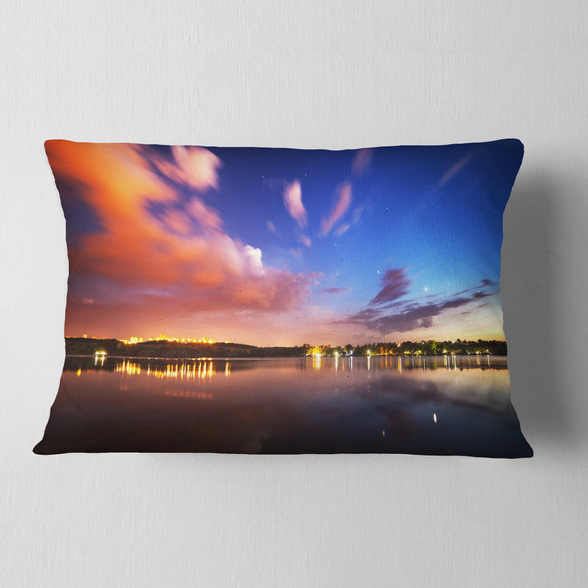 Designart Delighted Reflection in River - Landscape Photography Throw Pillow - 12x20