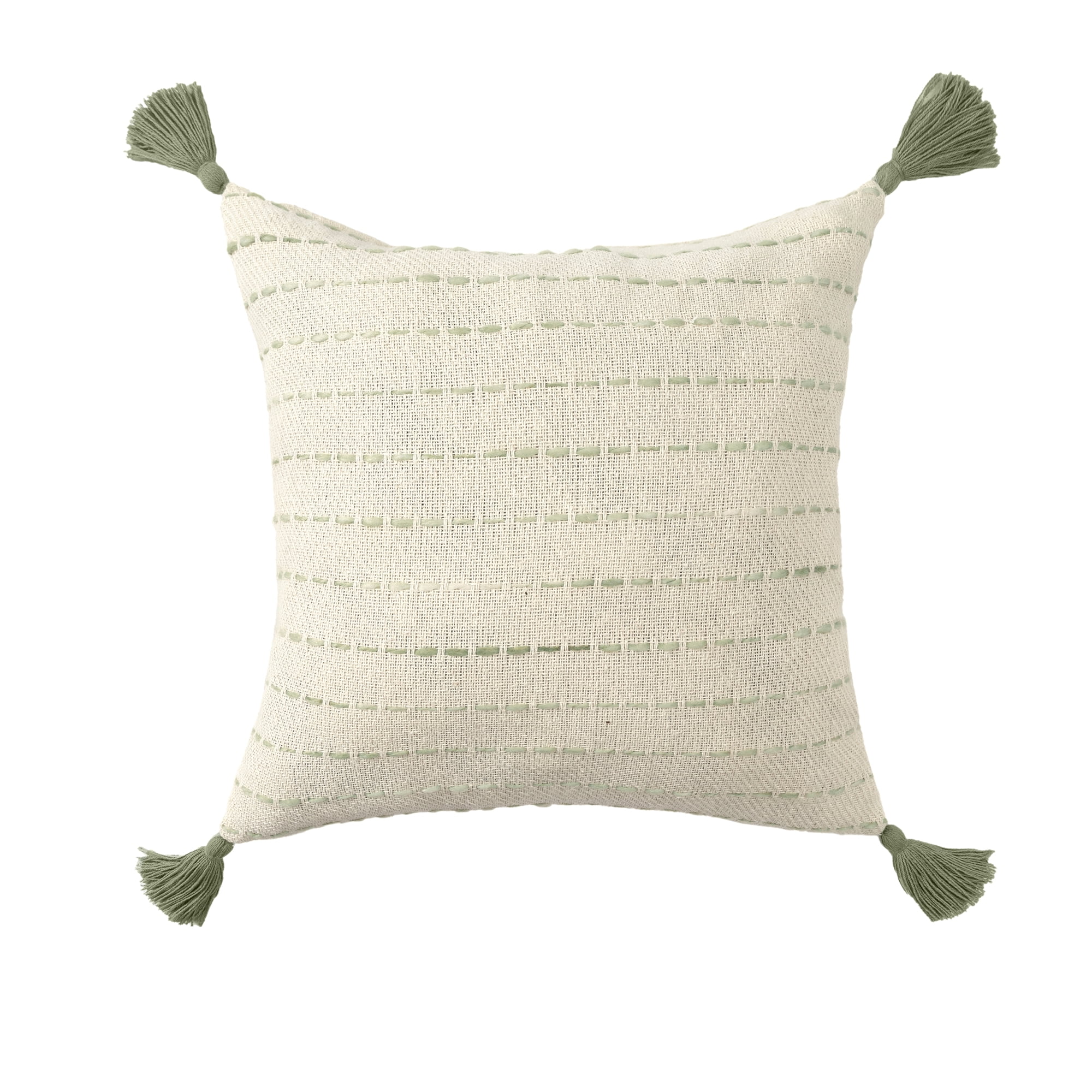 Harlow Hill Melanie 20" x 20" Sage/Ivory Striped Cotton Blend Adult Decorative Throw Pillow Cover