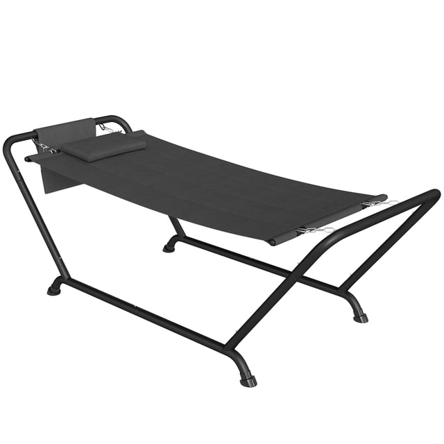 Outsunny Hamac d'Extérieur avec Support et Poche Latérale, 330 Lb, Gris Foncé