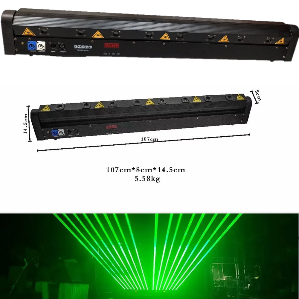 DJ Moving Head Light 130mw Green Laser Beam Bar 8 eyes Laser Stage Lighting
