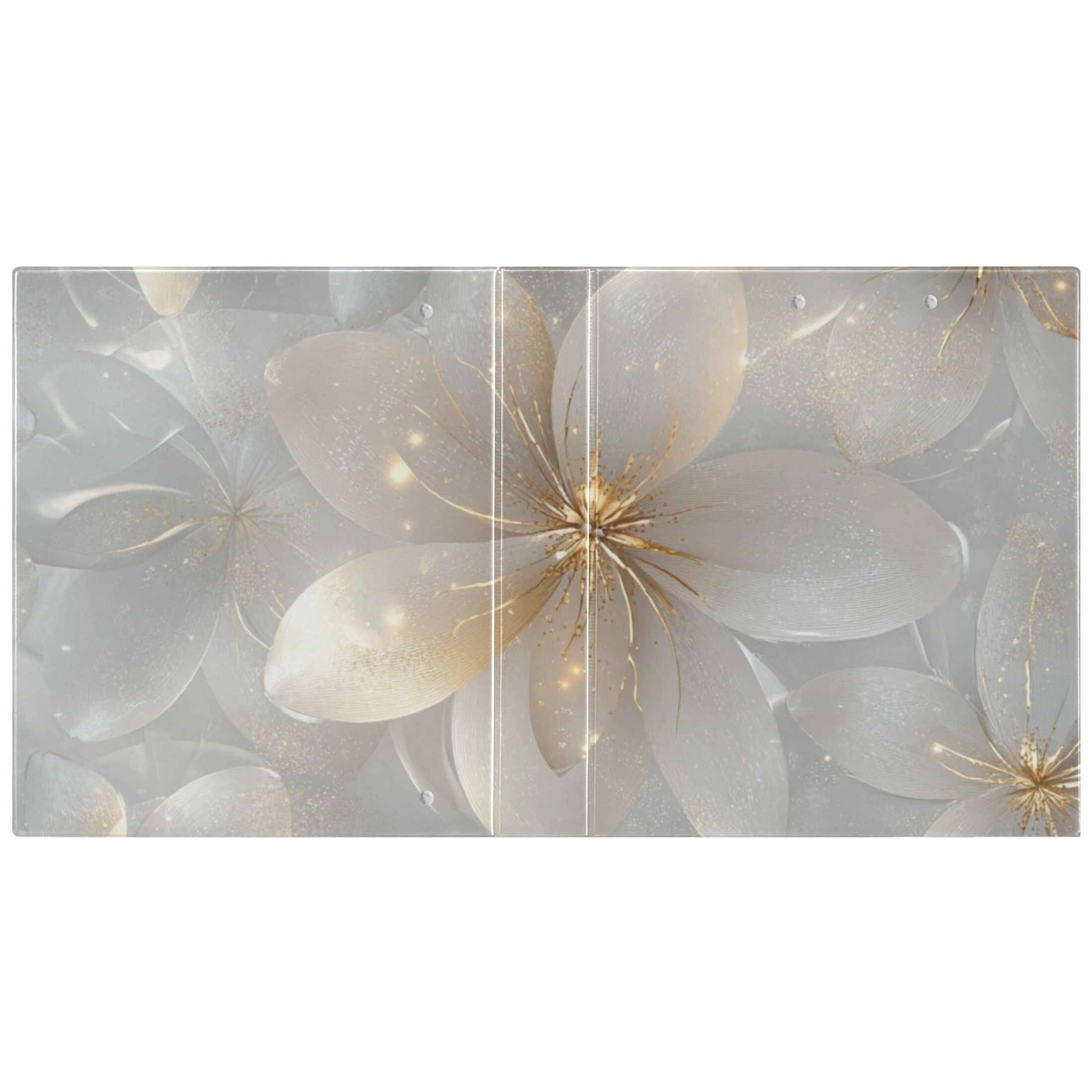 Flowers Gold 3 Ring Binders 1.5 inch Hardcover File Folders with Interior Pockets A4 Size Organizer for School Office Hospital