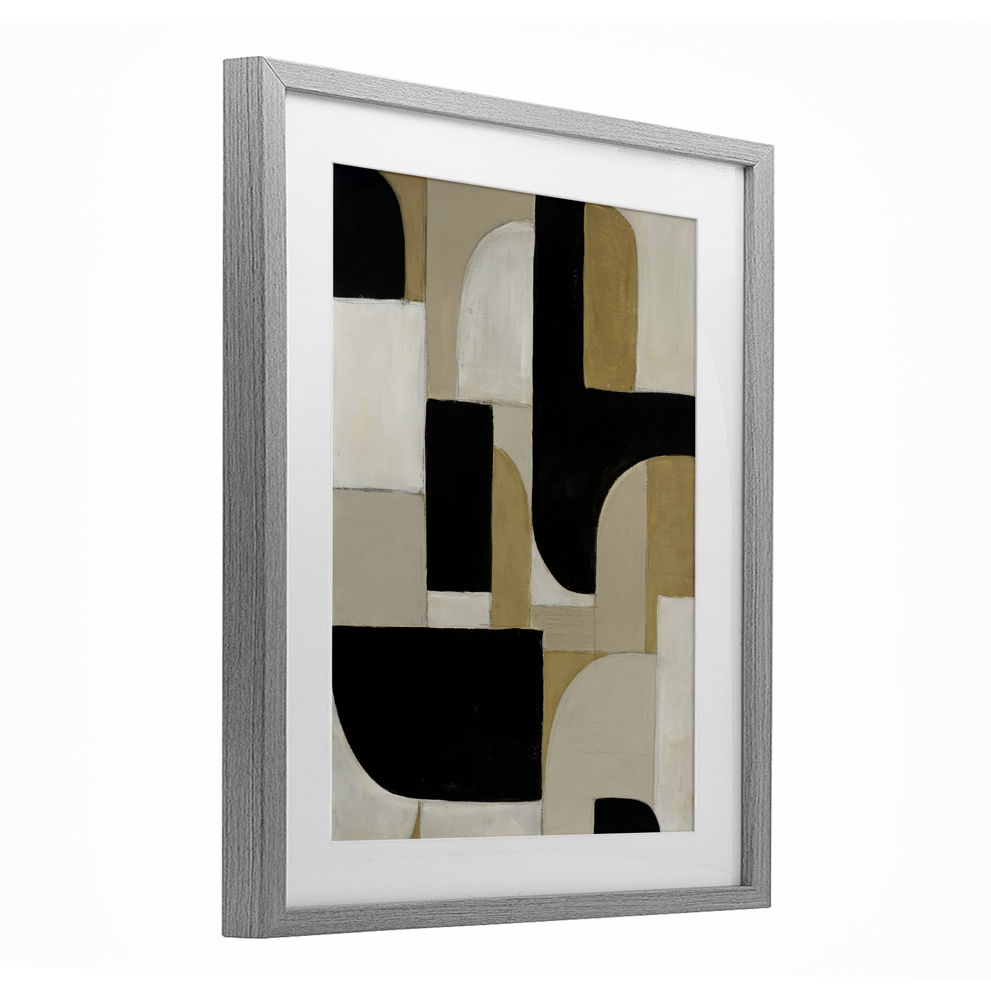 Stupell Industries Black & Neutral Shapes Gray Framed Print Under Glass, design by Kippi Leonard