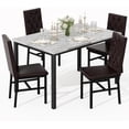 thumbnail image 6 of Baxluxe four-person dining table and chair set, marble kitchen dining table and chair set, equipped with leather cushioned dining chairs, suitable for kitchens and restaurants, apartments brown/grey, 6 of 6