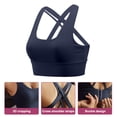 thumbnail image 3 of Ropa interior deportiva de alto impacto para mujer, ropa interior deportiva para correr con tiras cruzadas en la espalda, ropa interior con copas desmontables - Azul marino, 3 of 5
