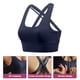 thumbnail image 3 of Ropa interior deportiva de alto impacto para mujer, ropa interior deportiva para correr con tiras cruzadas en la espalda, ropa interior con copas desmontables - Azul marino, 3 of 5