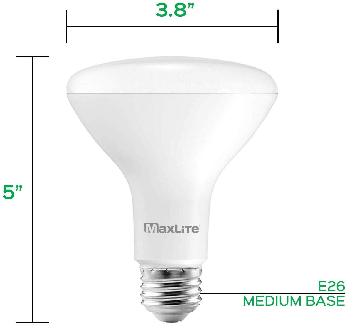 MaxLite BR30 LED Flood Light Bulbs, 65W Equivalent, 650 Lumens, Dimmable, Energy Star, E26 Medium Base, 2700K Soft White, 12-Pack
