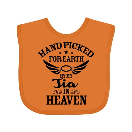 

Inktastic Handpicked for Earth by My Tia in Heaven with Angel WIngs Gift Baby Boy or Baby Girl Bib
