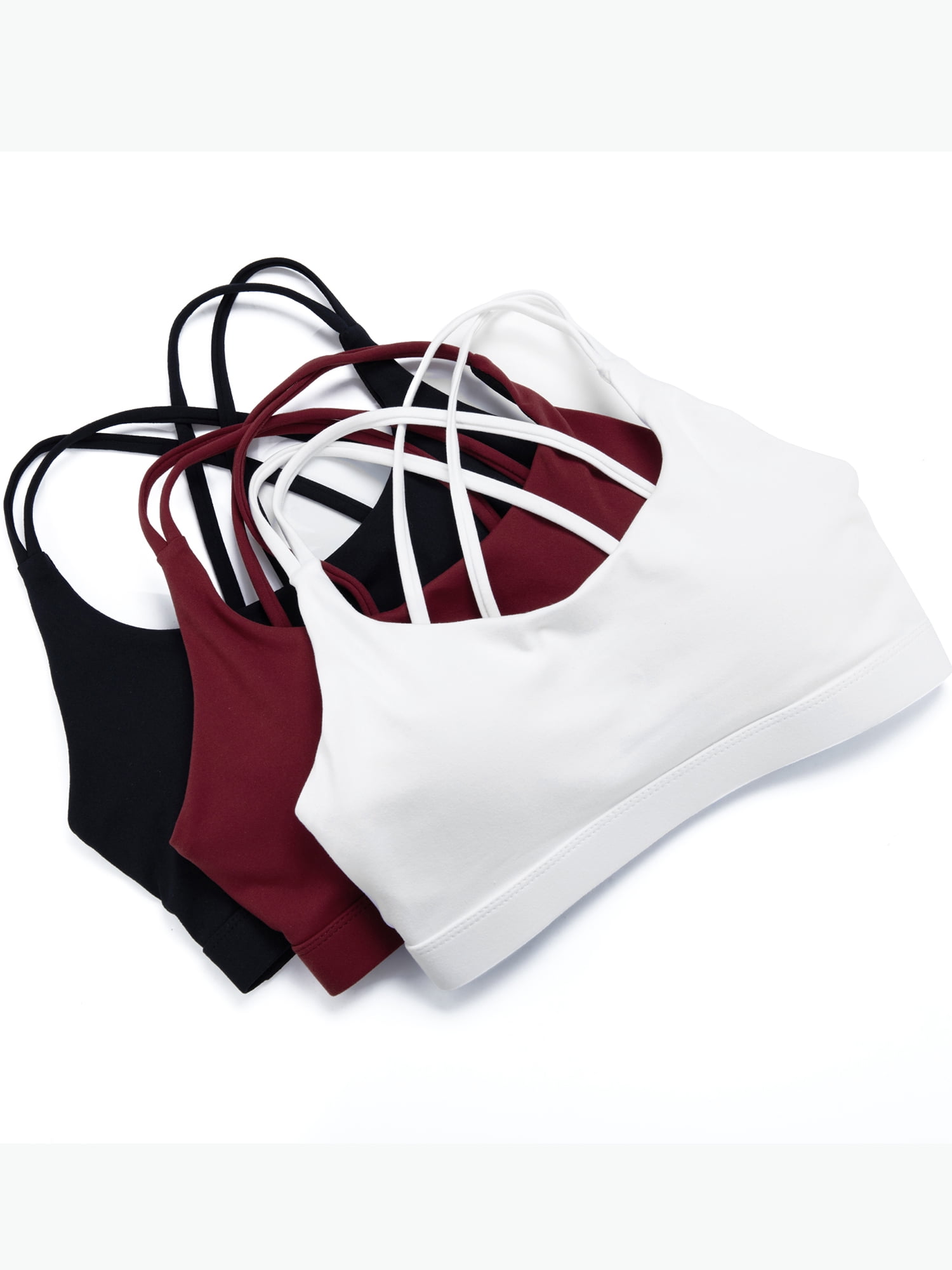 3Pack Sports Bras Women Cross Back Strappy Removable Pads Sports Bra Yoga Gym Workout Bra Sexy