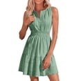 thumbnail image 2 of YueHuiYing Women's Summer Short Sleeve V-Neck Fit and Flare Semi-Formal Work and Wedding Guest Dresses, 2 of 9