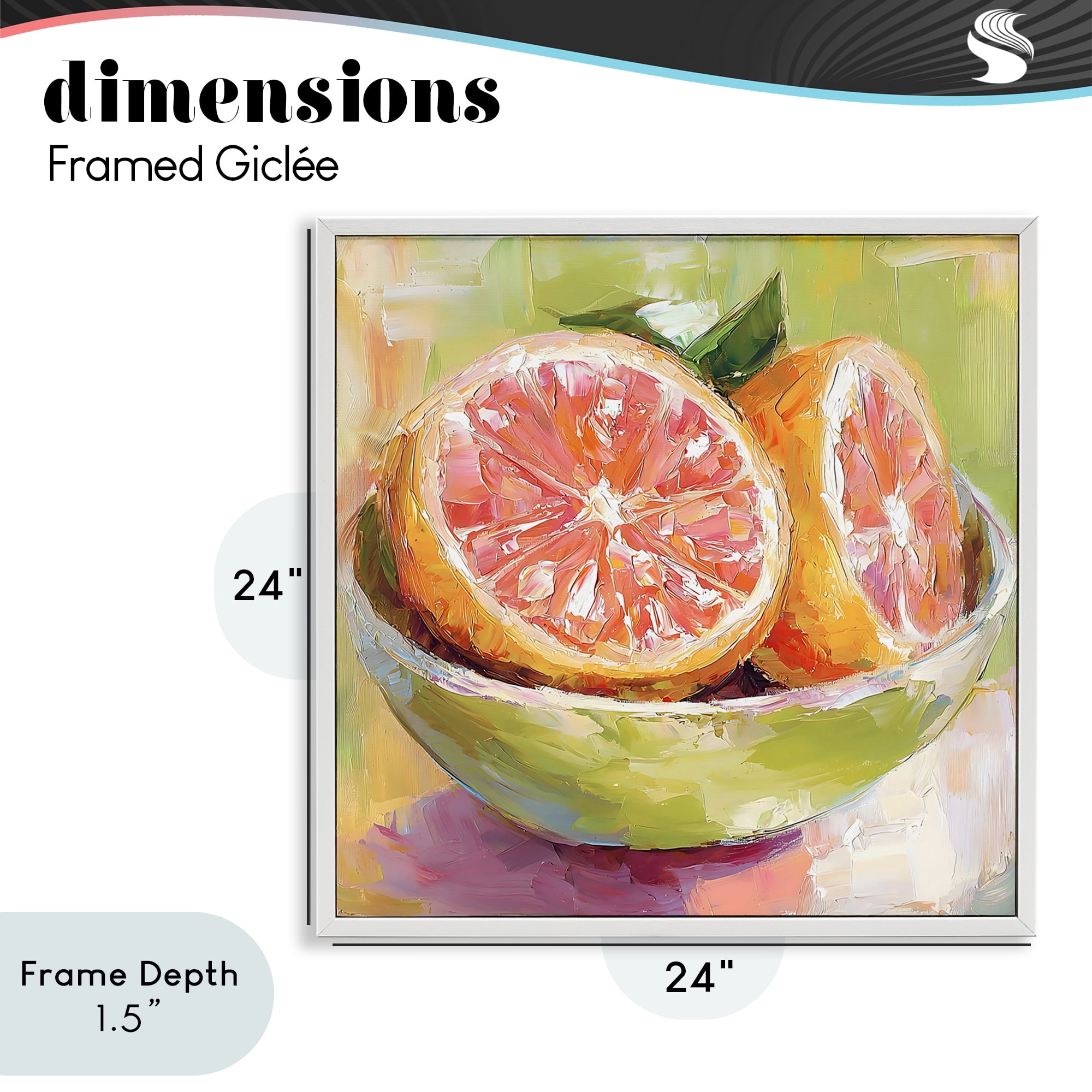 Stupell Industries Sliced Grapefruit in Bowl White Framed Giclee Art, design by Riley B