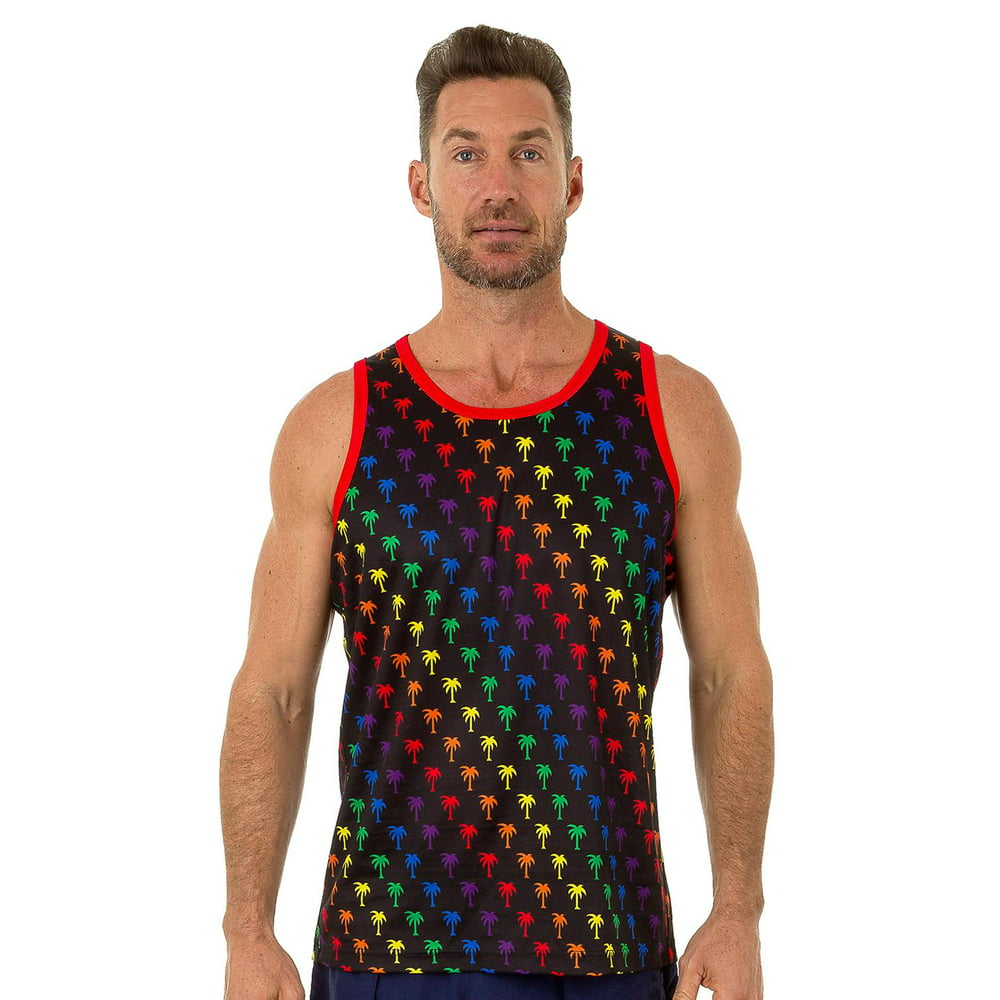 UZZI - Uzzi Mens Tank Top Rainbow Pride Flag Sleevless T-Shirt Fun Top ...