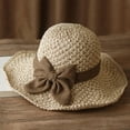 thumbnail image 2 of HAJWOH Elegant Woven Straw Sun Hat with Bow, Womens Straw Bucket Foldable Wide Brim Floppy Beach, 2 of 4