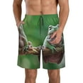 thumbnail image 2 of Uemuo Australian White Tree Frog Sitting on Branch Pattern Men's Swim Trunks Hawaiian Beach Bathing Suit Swimsuits Beach Quick-Dry Shorts with Pockets-3X-Large, 2 of 9