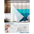 thumbnail image 5 of No Hook Shower Curtain with Snap-in Liner, Blue Aqua Ombre Waterproof Fabric Bathroom Curtains, Modern Abstract Art Farmhouse Striped Bath Curtains & Mesh Top Window Stand Up Stall 60"x72", 5 of 9