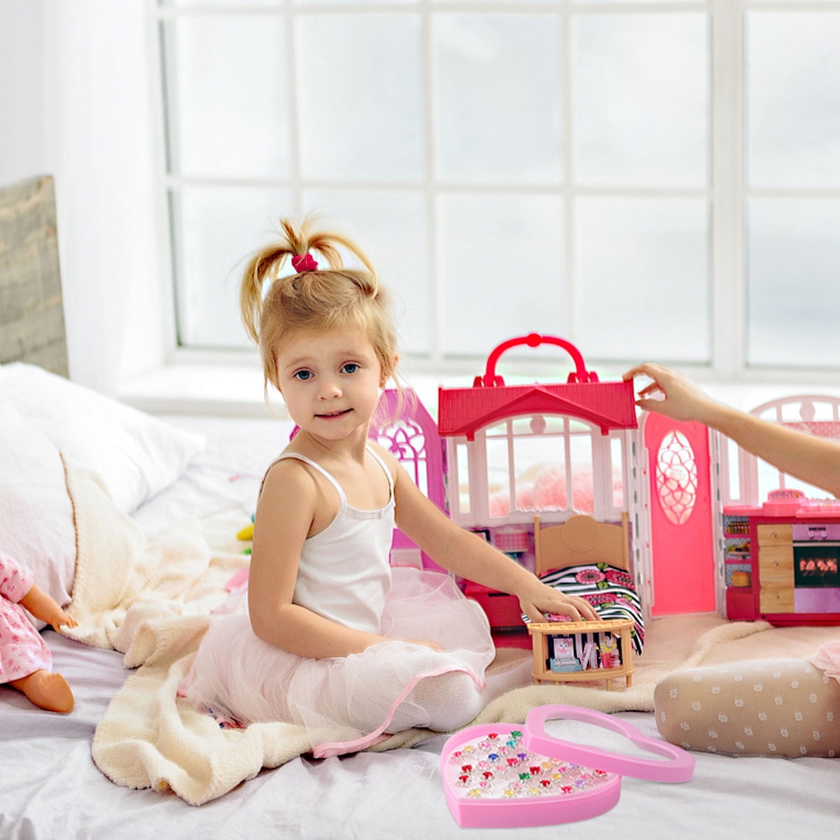 36pcs Children's Toys Rings Jewelry Box Jewelry Little Girl Jewel Rings