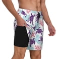 thumbnail image 3 of Haiem Ornamental Turtles Mens Swim Trunks with Compression Liner 2 in 1 Swimming Shorts Stretch Swimwear Quick Dry,Board Shorts-Small, 3 of 9