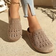 thumbnail image 6 of KIJBLAE Women's Hollow Out Closed Toe Lazy Slide Slippers, Round Toe Soft Sole Lightweight Casual Indoor Outdoor Sandals Khaki 37, 6 of 8