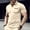 Khaki, variant on Men's Stand Collar Henley Shirt with Chest Pocket and Contrast Trim, Casual T-Shirt for All Seasons Gray XXL