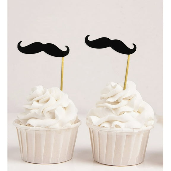 Darling Souvenir, It's A Boy Baby Shower Moustache Cupcake Toppers, Wedding - Birthday Dessert Decorations - Pack Of 20