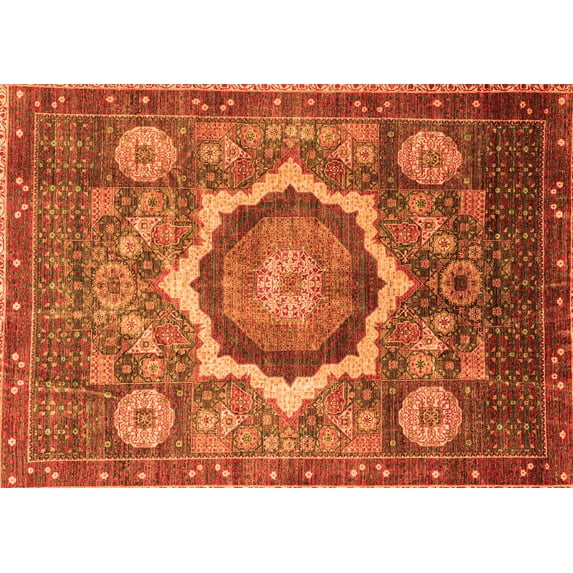 Ahgly Company Indoor Rectangle Abstract Orange Modern Area Rugs, 2' x 4'