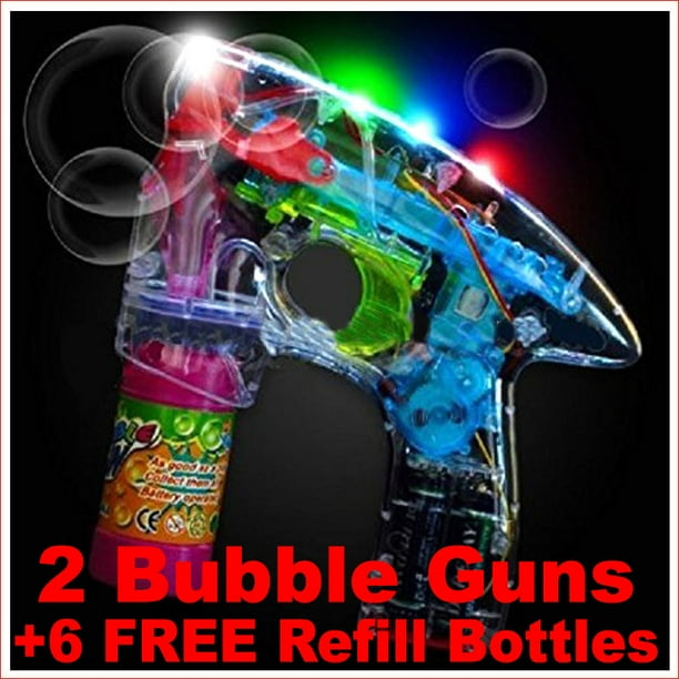 2 Light Up Bubble Guns Bubbles For Toddlers Wand Machine Flashing
