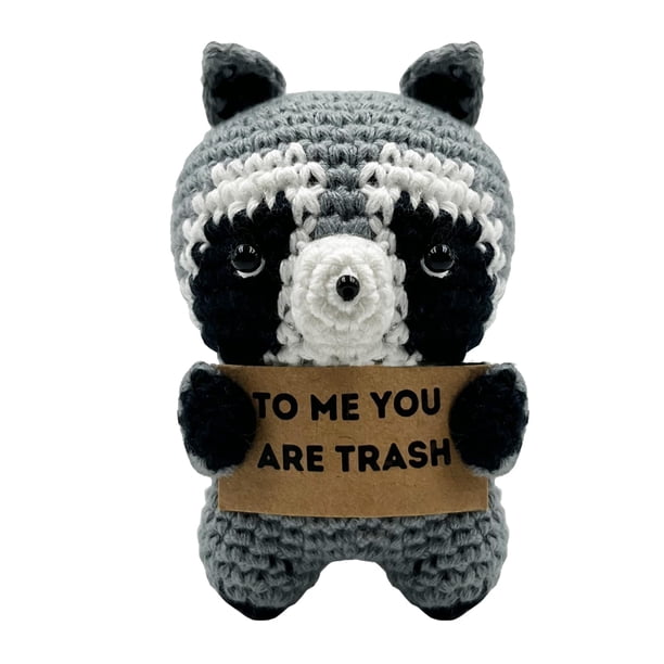 Regalos del día de San Valentín para la novia Hecho a mano Lindo de ganchillo Terminado Mapache Muñeco de peluche Bolsillo Abrazo Token Bolas antiestrés Bolas para apretar