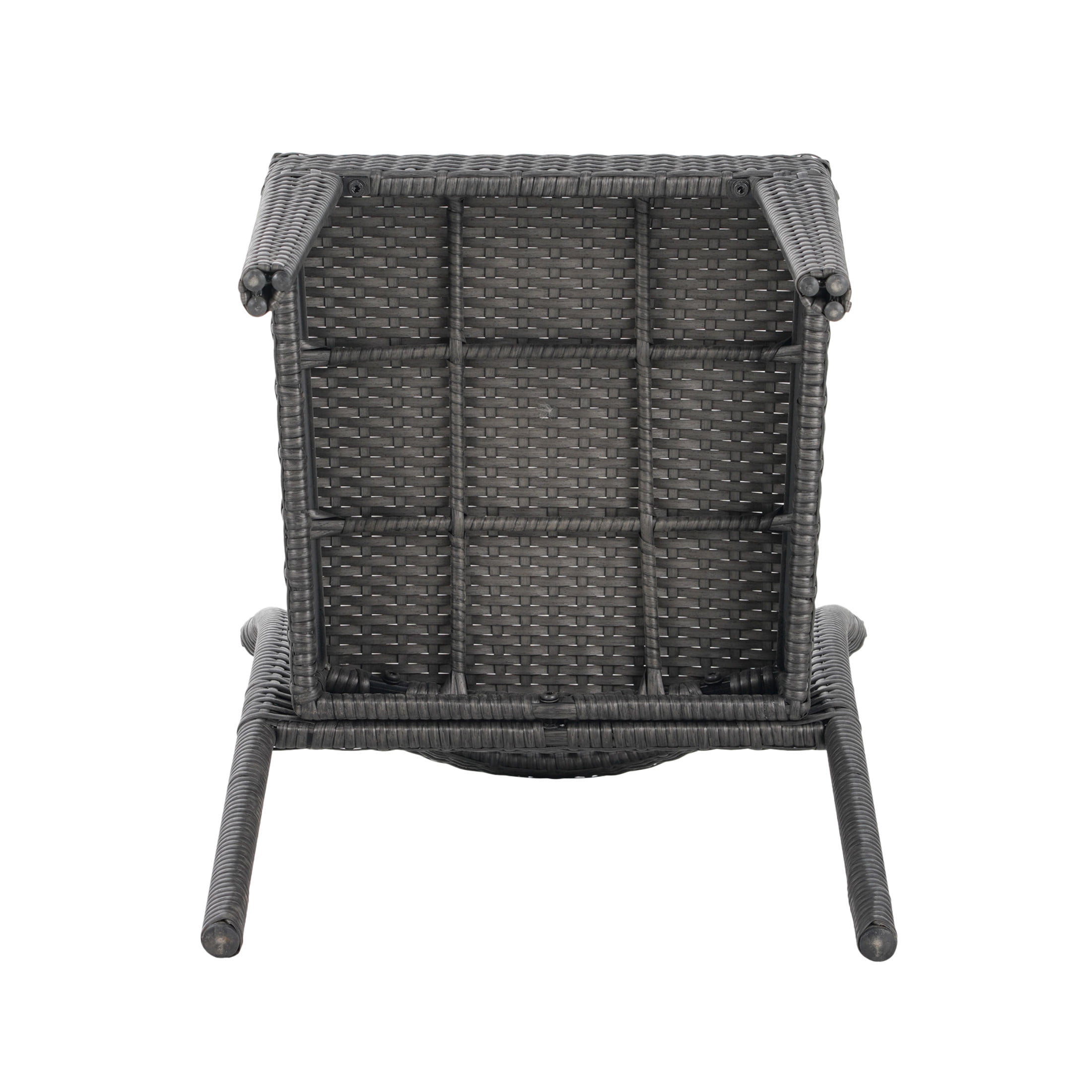 Blake Stackable Outdoor Patio Dining Chairs with Ratten and Metal Frame, Grey, Set of 2