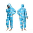 thumbnail image 1 of Unisex Adult Onesie Pajamas Cute Thickened Couples Fleece Fuzzy Long Sleeve Zip up Sleepwear Jumpsuit Matching Pjs Loungewear Sky Blue M, 1 of 3