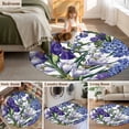 thumbnail image 5 of Round Rug 3.3Ft Washable Non-Slip, Spring Flowers Circle Area Rugs for Living Room Bedroom, Purple Hydrangea Orchid Floral Country Indoor Floor Mats Carpet Runner for Home Decor Aesthetic, 5 of 8