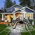 thumbnail image 4 of Halloween Spider Decorations Set 16.4ft Spider Webs 5ft Giant Spider with 20 Small Spiders Cotton Wool Yard Home Party Haunted Decor, 4 of 9