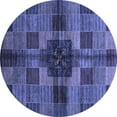 thumbnail image 1 of Ahgly Company Indoor Round Checkered Blue Modern Area Rugs, 3' Round, 1 of 4