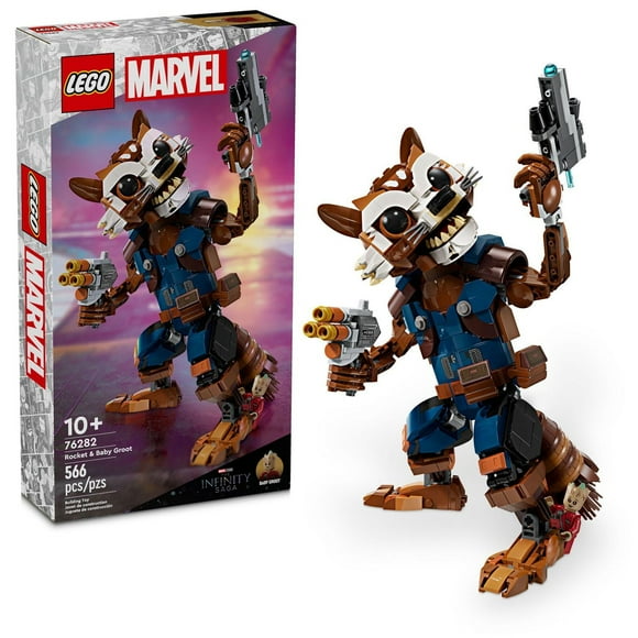 LEGO Marvel Rocket & Baby Groot Minifigure, Guardians of the Galaxy Inspired Marvel Toy for Kids, Buildable Marvel Action Figure for Play and Display, Gift for Boys and Girls Ages 10 and Up, 76282