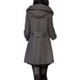 thumbnail image 2 of Women Coat Shawl Collar Irregular Plaid Jacket with Belt, 2 of 2