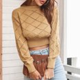 thumbnail image 6 of IROINNID Womens Sweater Round Neckline Pullover Sweater Plaid Casual Mid-Length Long Sleeve Sweater, 6 of 9