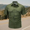 thumbnail image 2 of Afdoent Men's Shirts Male Summer Solid Color Outdoor Casual Style With Pocket Thin Short Sleeve Shirt Beach Vacation Shirt, 2 of 4
