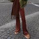 thumbnail image 2 of Color sólido Mujer Ligero Flare Pierna Slim Fit Señoras Pantalones elegantes Traje de calle FLhrweasw Nuevo, 2 of 9