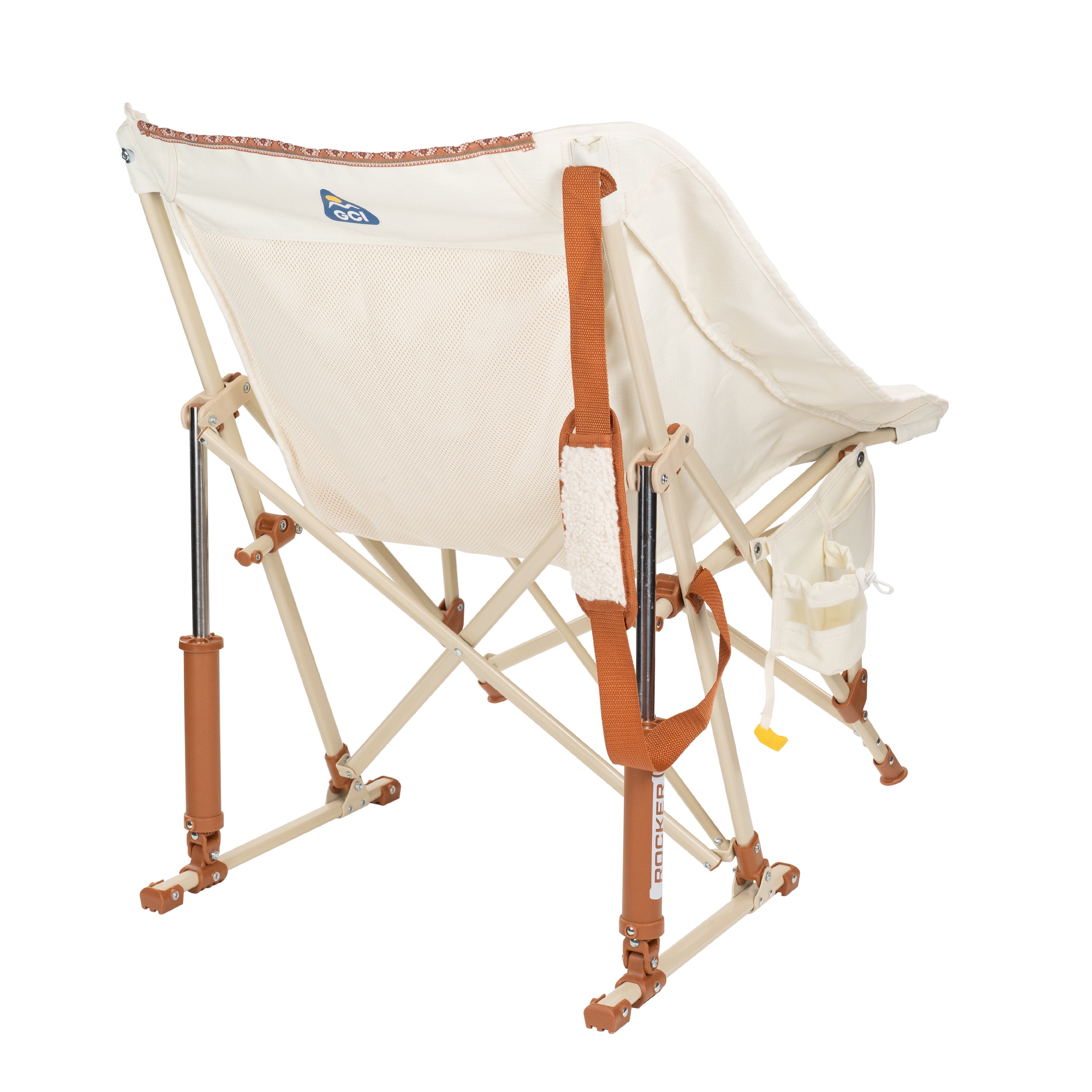 GCI Outdoor Fleece Rocker Sherpa Rocking Camping Chair with Cup Holder, Natural