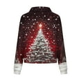 thumbnail image 5 of Womens Tops Christmas Print Lapel Zipper Long Sleeve Casual Pullover Sweatshirt,Sweatshirts for Women Red S, 5 of 6