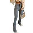 thumbnail image 3 of Diconna Femmes Mode Couleur Unie Taille Haute Split Slim Fit Pantalon, 3 of 7
