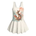 thumbnail image 4 of COEQINE Swim Dress for Girls with Skirt Bottom, U-Neck Tankini One Piece Swimsuit, Polyester Spandex Elegant Beach Swim Wear for Vacation, 8-9 Years, Easter Bunny Flower Basket, 4 of 8