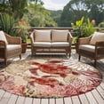 thumbnail image 4 of Ocean Red Turtles Round Area Rug 5Ft Washable Circle Rugs for Living Room Bedroom, Coastal Coral Seagrass Vintage World Map Non-Slip Carpet Floor Mats Indoor Outdoor Carpet Runner Home Decor, 4 of 8