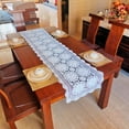 thumbnail image 2 of Handmade Macrame Table Runner For Wedding Decor, Crochet Hollow Out Retro Table Runner Rectange Dresser Scarf Tablecloth With Lace For Dining Table Tea Table-50*160cm-white, 2 of 7