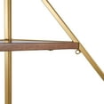 thumbnail image 4 of Kate and Laurel Melora Mid-Century Modern Corner Shelf, 24 x 38 x 17, Walnut and Gold, Glamorous Floating Corner Shelving with Four Shelves and Unique Geometric Shape, 4 of 7