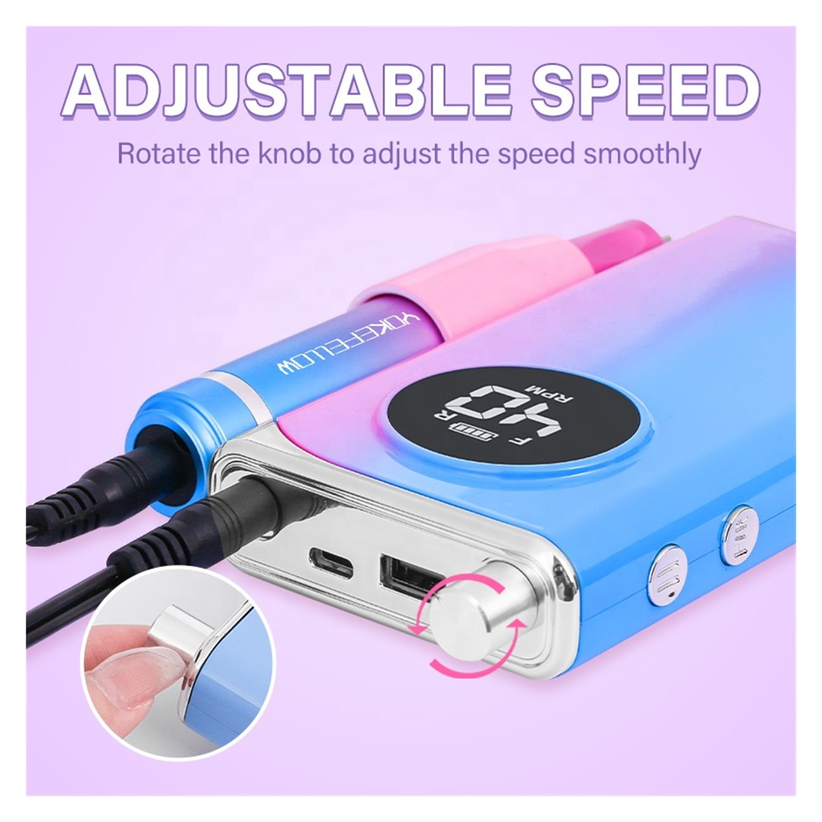 Portable Electric 40000RPM Rechargeable Nail File Beauty Salon Tool Manicure Machine Nail Polisher Drill ,Low Noise
