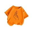 thumbnail image 3 of Toddler Girl Shirts Kid Leisure Graphic Fashion Round Neck Short Sleeve Tee Summer Wear Girls Tops Orange 5 Years-6 Years, 3 of 5