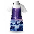 thumbnail image 4 of Storm Apron, Stormy Sky Scary Ocean Rocks Night View Theme Art Prints in Abstract Colors, Unisex Kitchen Bib with Adjustable Neck for Cooking Gardening, Adult Size, Purple and Indigo, by Ambesonne, 4 of 4